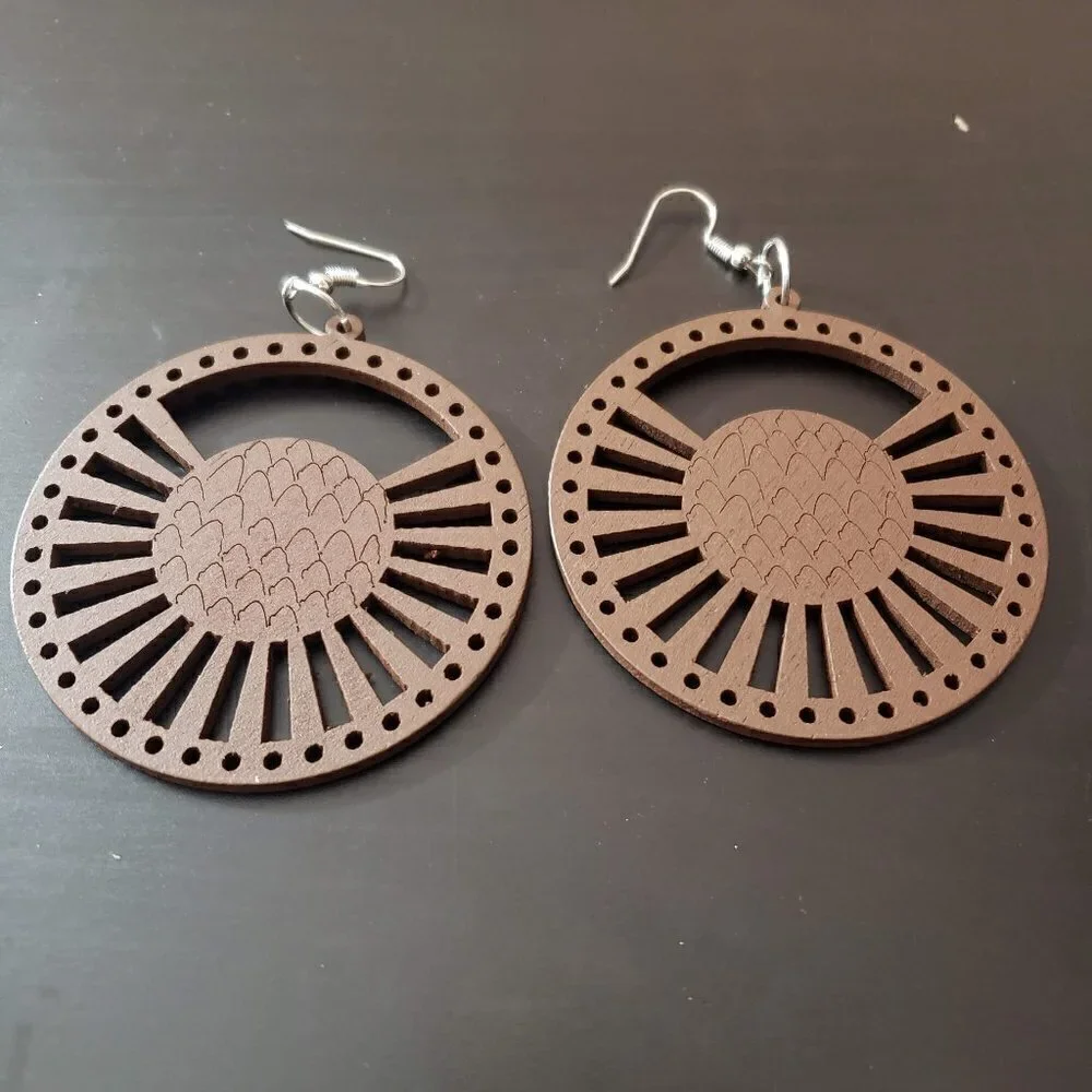Bohemian Wooden Drop Lightweight Dangle Earrings - Picture 6 of 9